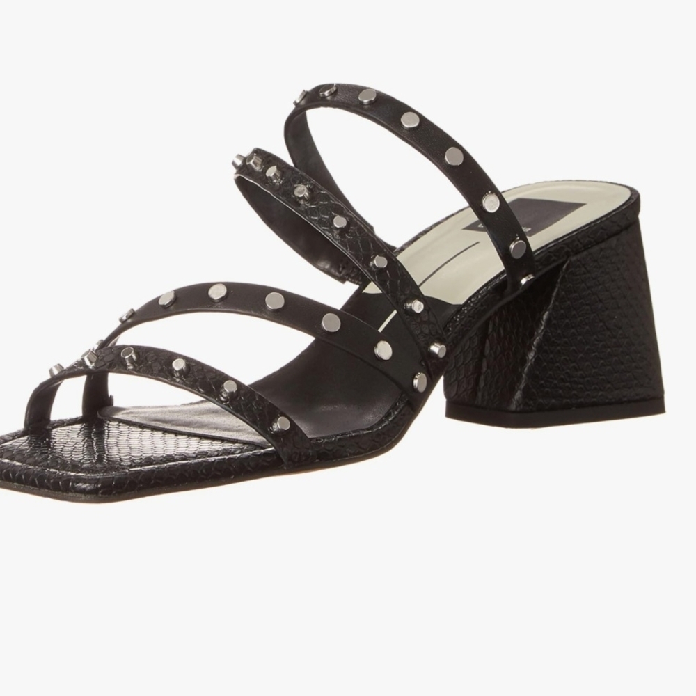 Dolce Vita Black Strappy Heels with Silver Accents B1